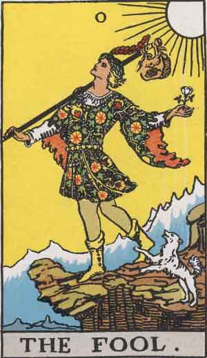 The Fool from the Rider-Waite-Smith Tarot deck